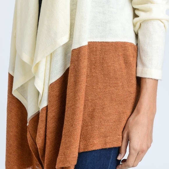 White and Tan Dipped Sweater - Picture 4 of 4